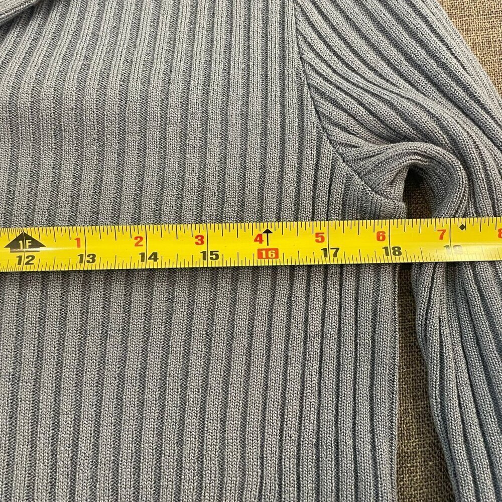 Blue Ribbed Women's Sweater - Picture 7 of 10